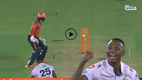Abhishek Sharma bizarre dismissal against Kagiso Rabada video