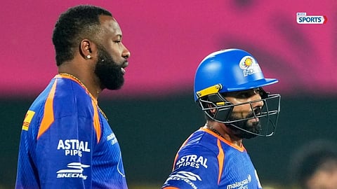 Mumbai Indians batting coach Kieron Pollard was fined 15 percent of his match fee