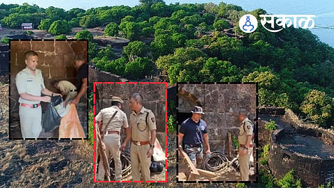 Ratnagiri Police cleanliness drive at Gopalgad Fort