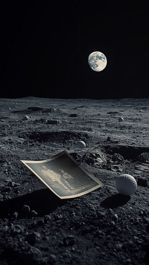 Why is Charlie Duke's family photo still on the Moon