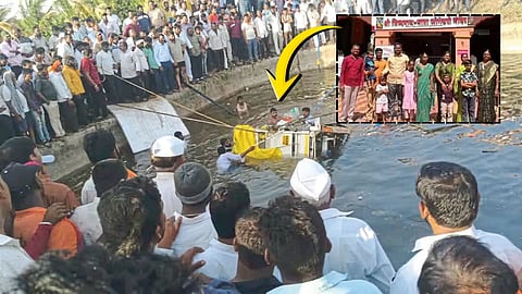 Tandulwadi mini truck falls into well