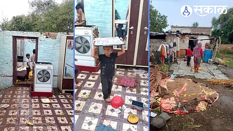 Storm Wreaks Havoc rain in Malegaon Makta Roof Sheets Blown Away