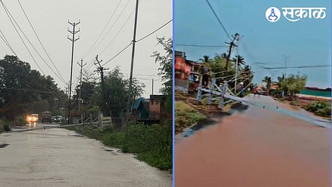 Electric Poll Collapse by Heavy Rain