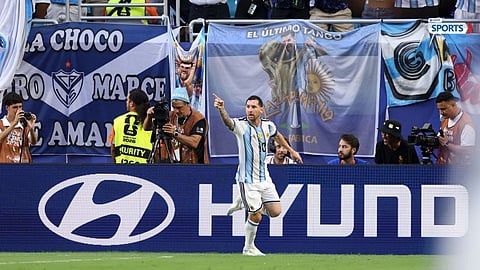 Lionel Messi celebrates after scoring against Cape Verde