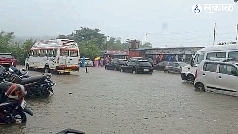 Heavy rainfall submerged the Karla Phata–Ekvira Temple Road and disrupted normal life across Lonavala.