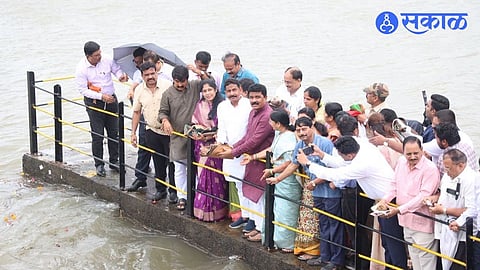Water Worship as Khadakwasla Dam 100 percent Capacity Celebrating Punes Lifeline