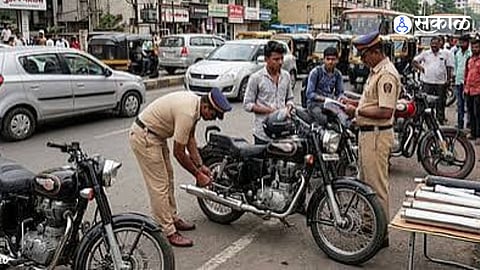 Modified Silencer Crackdown in Pune Traffic Police Fine 274 Bikers and Seize 84 Illegal Motorcycle Silencers