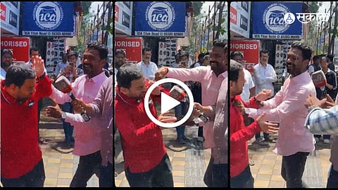 Vidyanand Bapat allegedly being assaulted during a dispute over the Pune Ganeshotsav DJ controversy.