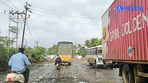 Talegaon Chakan Shikrapur Road Faces Neglect Despite Repairs Commuters Struggle With Mud Potholes and Heavy Traffic