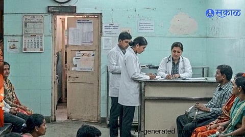 An AI-generated image depicting the crowd of patients at a government hospital.