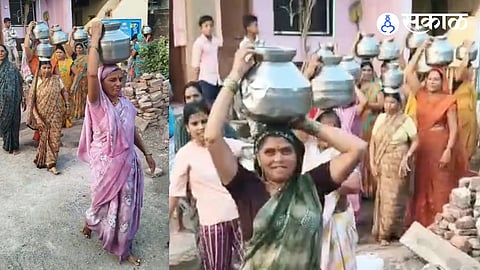 Women Devotees Carry Water to Offer Jalabhishek to the Shivling at Mahadev Temple to Pray for Rain