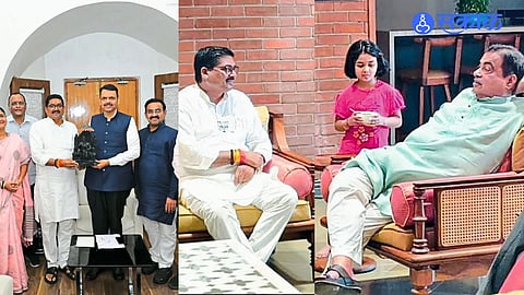 Nagpur Graduates Constituency Candidate Sudhakar Kohale Meets Fadnavis and Gadkari After Receiving BJP Candidature in Nagpur