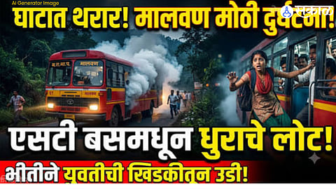 Passengers Panic as Smoke Emerges from a CNG ST Bus in Kuperi Ghat Near Malvan