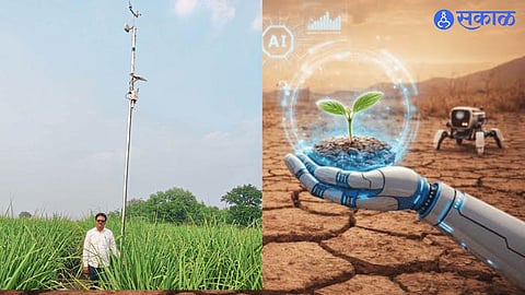 Farmer Popat Shitole uses AI-based smart farming technology to manage irrigation and sustain sugarcane across 15 acres in drought-prone Dharashiv district.