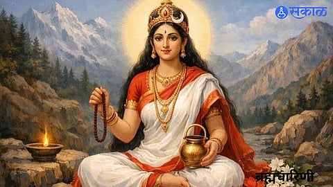 Goddess Brahmacharini symbolizes penance, devotion, self-discipline and unwavering determination on the second day of Navratri.