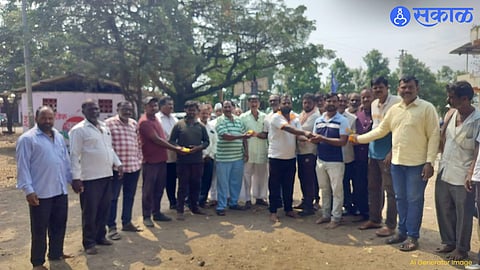 Sugarcane harvesters and tractor owners in Nerle halt operations in support of farmers demanding fair sugarcane prices.