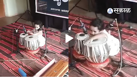 2 year old baby girl playing tabla with 12 taals