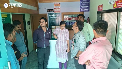 Health Department team, FDA officials, and police personnel following action taken at the Sanjeevani Ayurvedic Medical Centre.