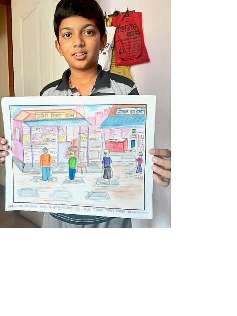 Message Of Social Distancing From Student Through Painting