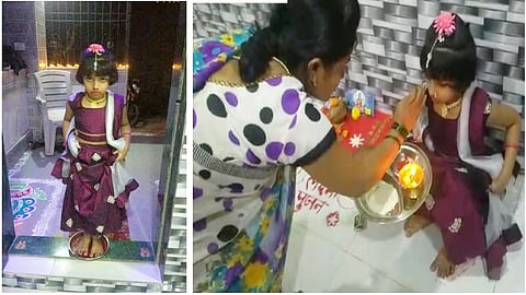 मुलीच्या पावलांचे पूजन करून लक्ष्मीपूजन संपन्न; गावंड दांपत्याचा समाजापुढे आदर्श