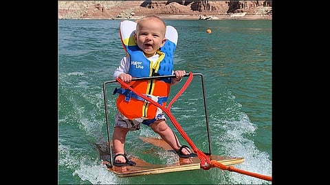 six month old baby water skiing broken world record video viral