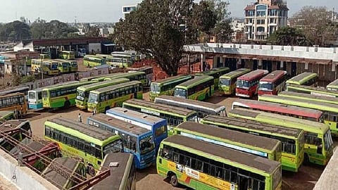 for ST employees protest in belgaum students and teachers face transport problem in belgaum