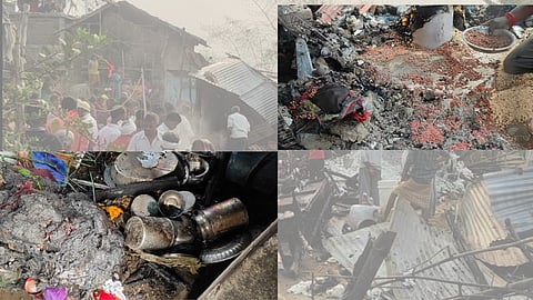 house caught fire due to cylinder blast in girad of wardha