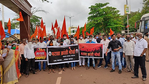Agitation for Maratha reservation Announcing the entire Maratha community rushed to the Collector office for Maratha reservation
