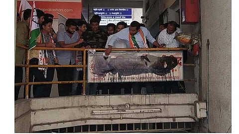 ncp workers attacked abvp office blackened their board in Pune
