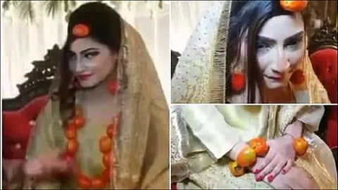 pakistani bride jewelry made of tomatoes for wedding video viral