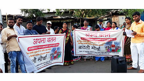 A protest was launched against Nigdi police station against illegal activities