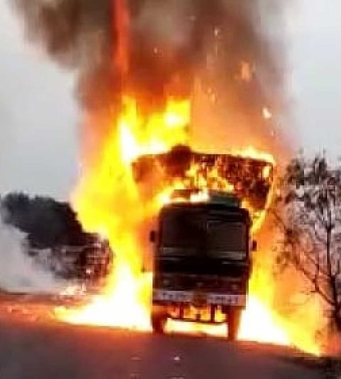 Spark the battery and burn the truck