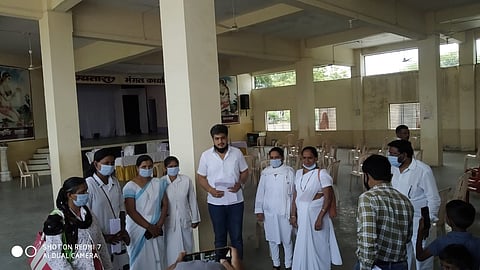 Karjat health workers demanded MLA Rohit Pawar