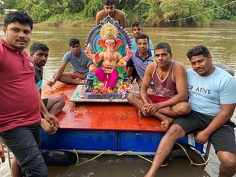 Immersion of Ganesha idols in konkan Sindhudurg