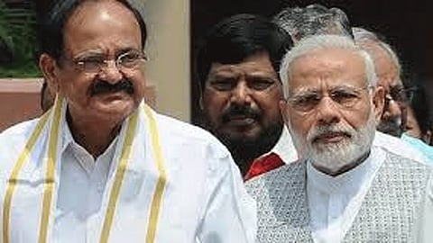 Vice President Venkaiah Naidu cuts PM Narendra Modi s speech at Rajyasabha