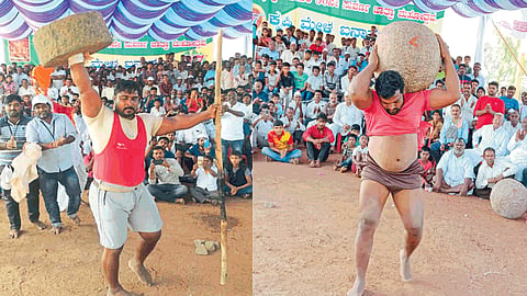 one hand he picks up a 103 kg stone 
