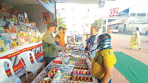Hundreds of crackers stalls selling green crackers allowed