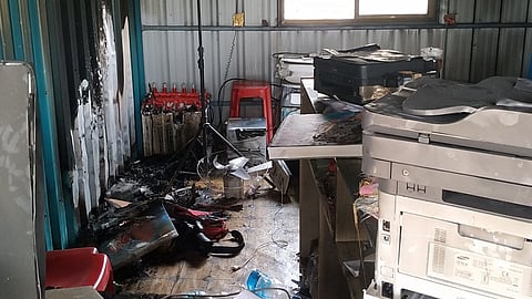 due to short circuit the studio from belgaum sadalga fully destroyed lost rupees 5 lakh in belgaum