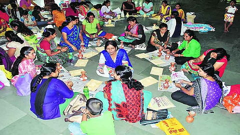 Workers of Self Help Group are on  On indefinite strike