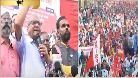 Farmers protest Mumbai | निवेदन फाडून राज्यपालांच्या कृतीचा आंदोलकांकडून निषेध