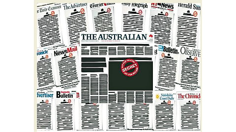 Australian newspapers black out front pages