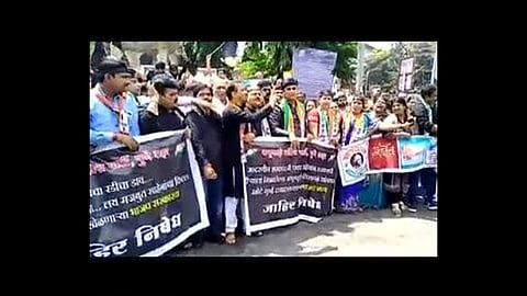  agitation Of NCP in Pune Pimpri for Sharad Pawar