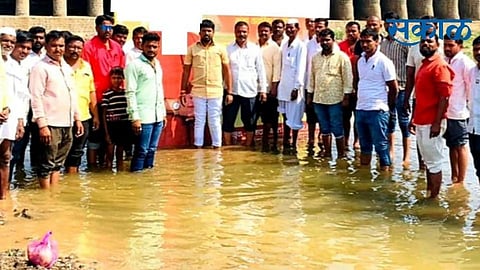 Water from Ujani dam has entered Bhogawati river in Mohol taluka.jpg