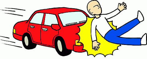 The driver of the car collided with the traffic police