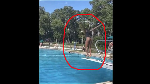 girl stant befor into pool see what happend viral video