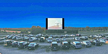  Testing for drive-in theater; Enjoy the movie while sitting on the ground