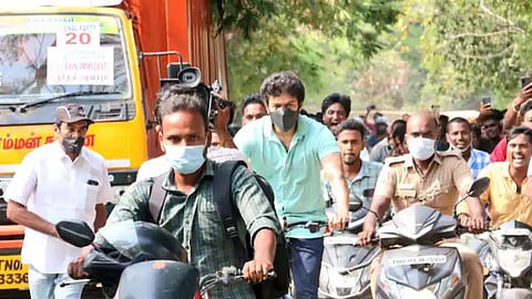 tamilnadu election 2021 south actor vijay cycles to polling booth to cast his vote 