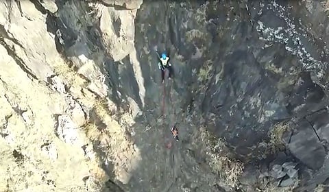 Six year old Dhruvi Padave climbs 450 feet Tanaji Kada at Sinhagad Pune