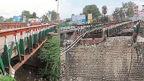 लोखंडी पूल आधी, पाडकामानंतर.