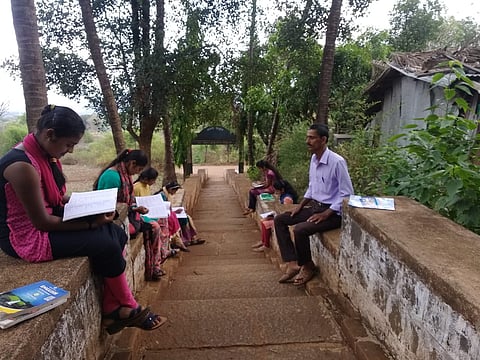 The headmaster going to villages and guiding students jamboti